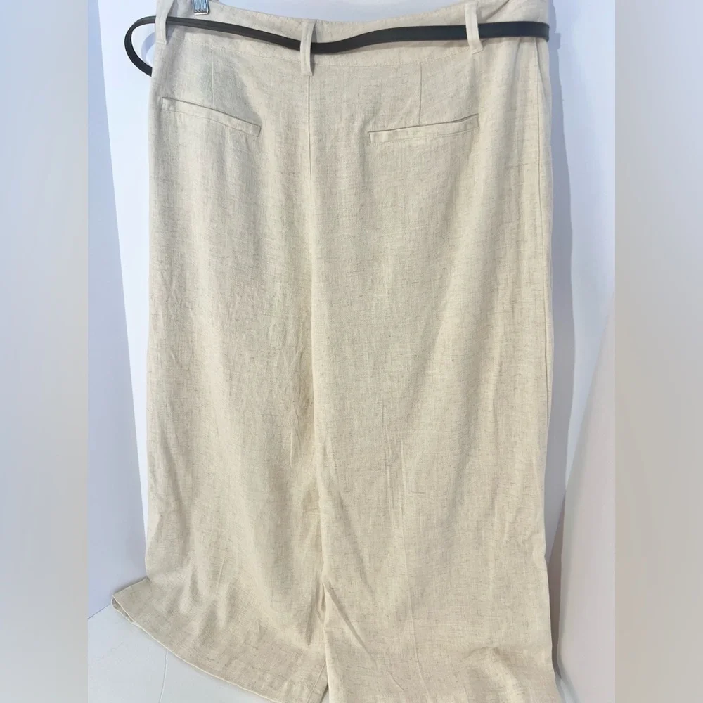 ZARA Linen blend belted ankle pants, new XL